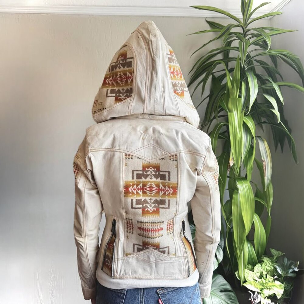 Leather & Pendleton Wool Motorcycle Jacket by KIYOTE of BIG SUR (One of a Kind)